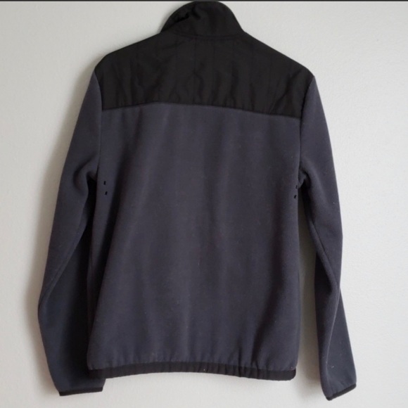 Calvin Klein gray & black two tone mixed media full zip colorblock fleece jacket - Picture 3 of 5